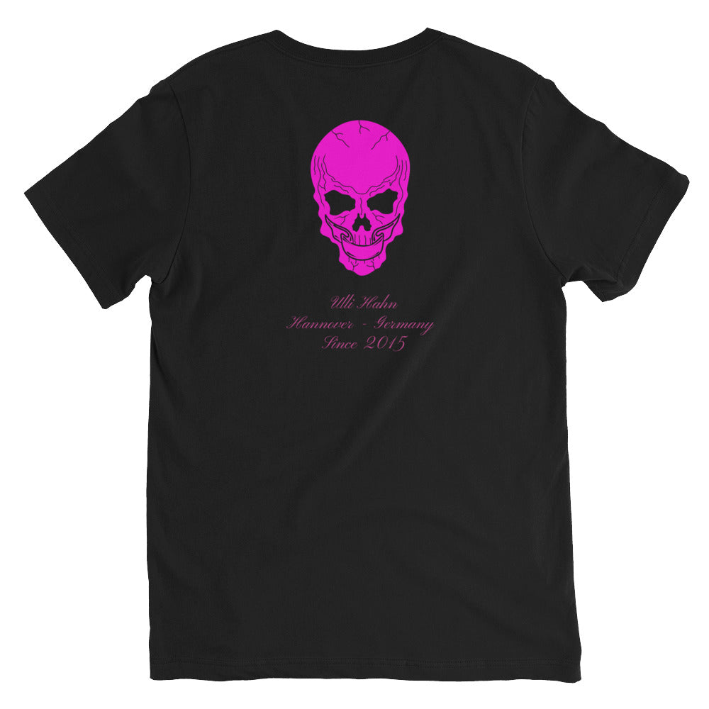 Ulli Hahn pink neon skull Collection V-Neck
